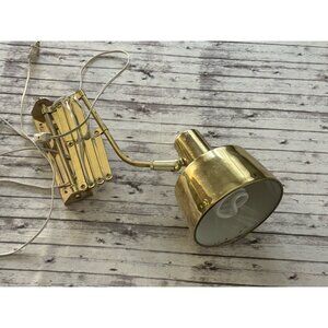 Vintage 1960s MCM Gold Brass Expandable Scissor Arm Wall Mount Lamp Cord